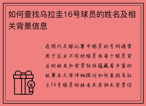 如何查找乌拉圭16号球员的姓名及相关背景信息